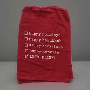 4/$20 Christmas Holidays Let's Drink Primitives by Kathy Kitchen Dish Towel NEW